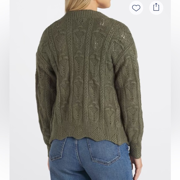 EUC Violets & Roses Olive Cable Knit V Neck Cardigan Size S - Picture 12 of 12